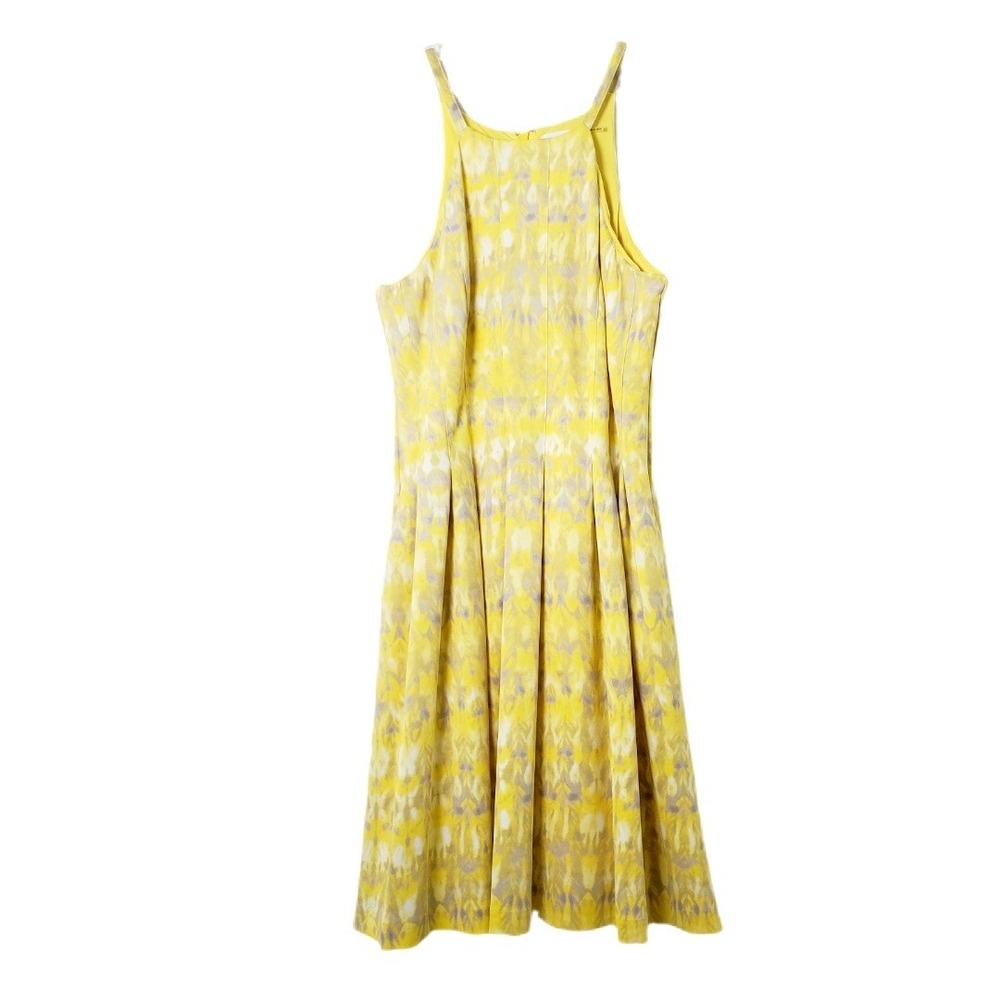 Calvin Klein Yellow‎ Abstract Ikat Halter Fit & Flare Dress with Pockets Size 10